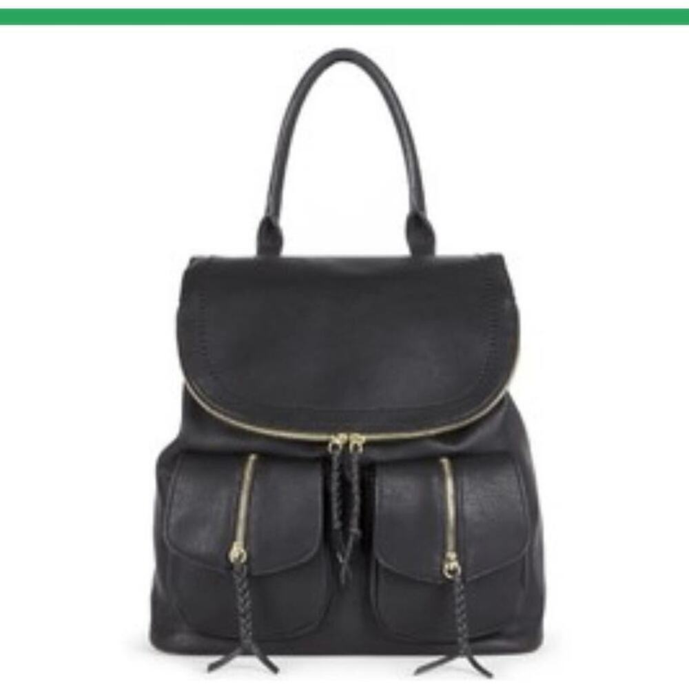 Sole Society black pebbled Emery Vegan Leather Backpack With Front Pocket